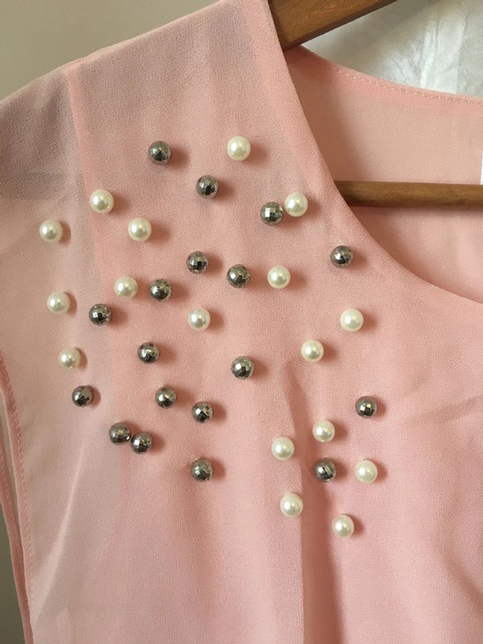 Robe courte rose pâle perles - photo numéro 4