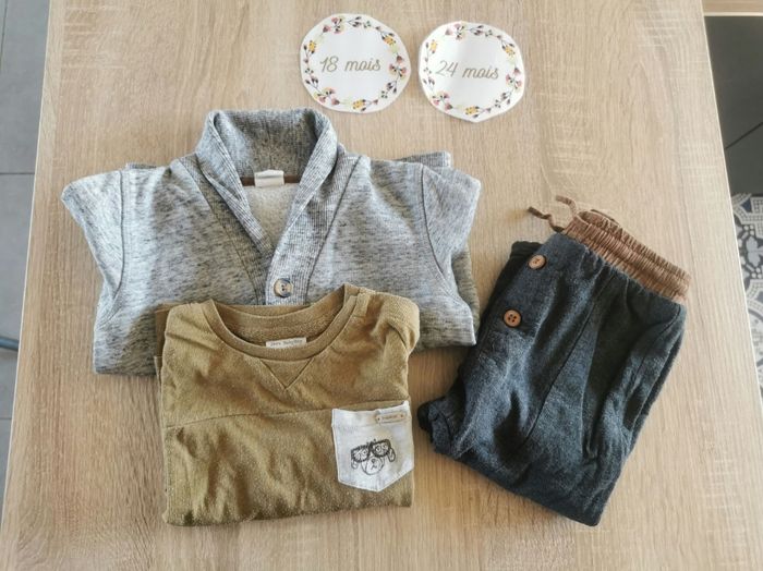 Ensemble bébé garçon 12/18 mois (86cm)t-shirt, pantalon et gilet zara baby et H&M