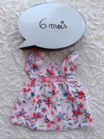 Robe courte été ou tunique longue Fille 6 mois Fleurs 100% coton