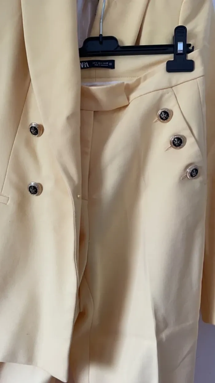 Ensemble Tailleur Jaune pâle Zara Veste Blazer + Pantalon XS/S 💛 - photo numéro 15
