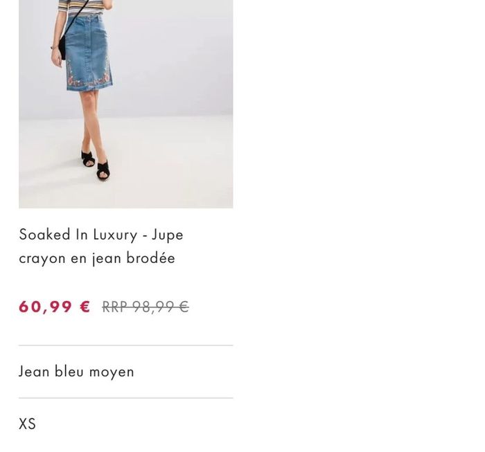 Jupe crayon en jean brodée - photo numéro 2