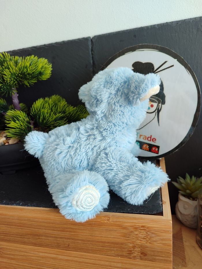 doudou peluche mouton pediatril blanc bleu spirale poil fourrure PE0233 - photo numéro 2