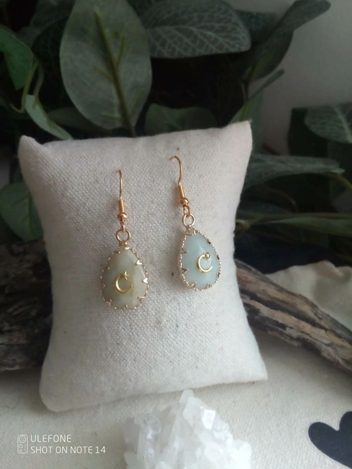Boucles d'oreilles pierres amazonite naturelles