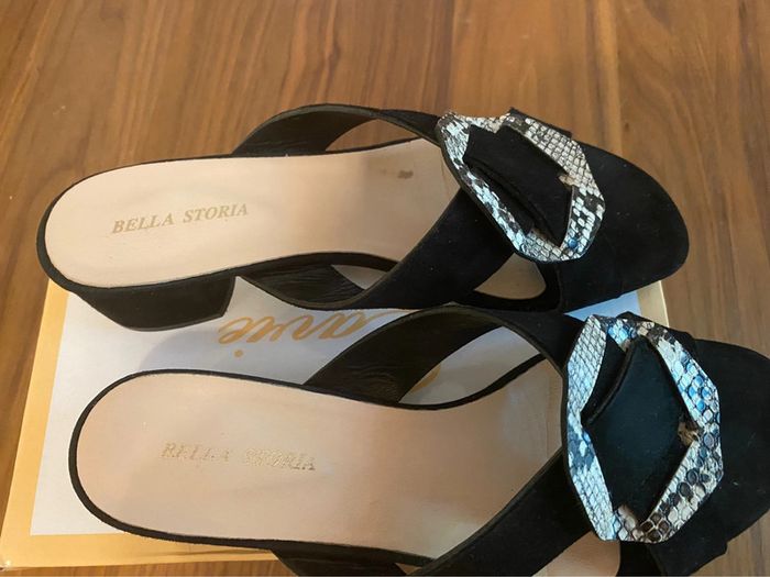 Mules habillées daim noir boucle croco marque Bella Storia- 38 - photo numéro 4