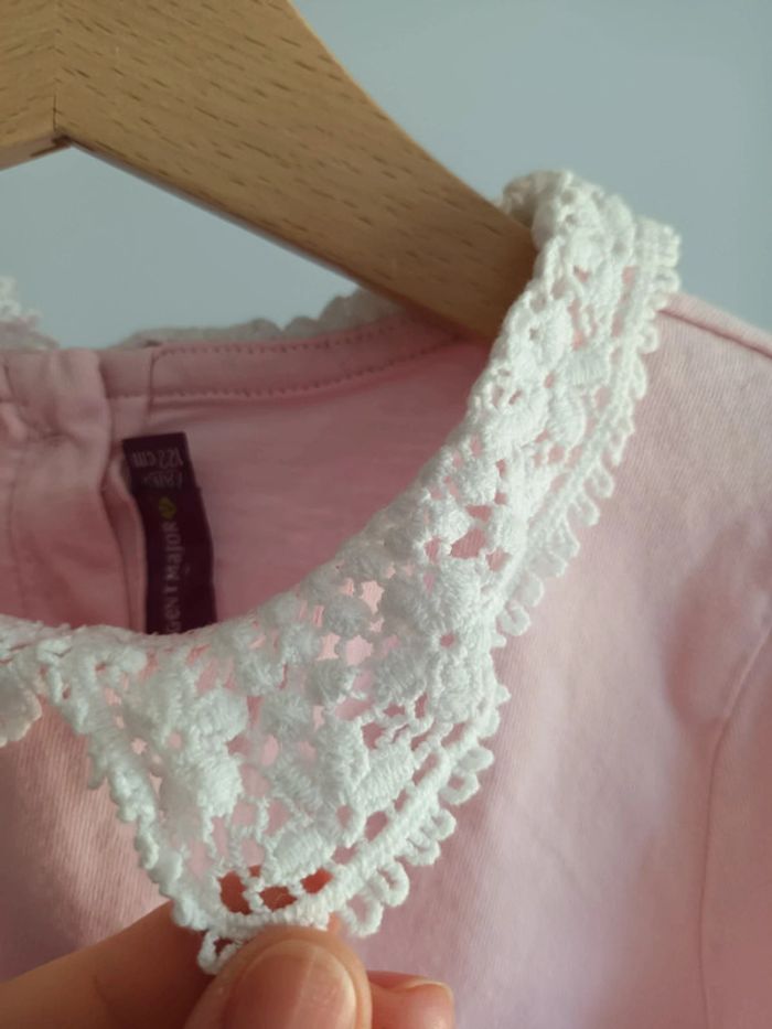 Haut rose col dentelle blanche Sergent Major 7 ans - photo numéro 3