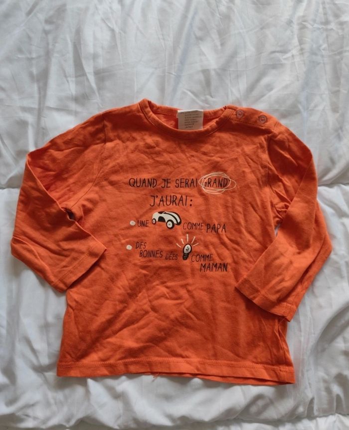 T-shirt manches longues orange 🧸 Taille 18 mois - photo numéro 2