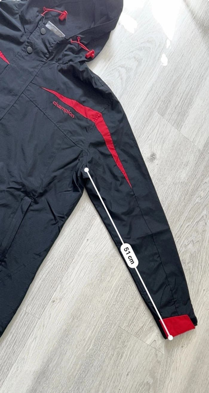 Veste à capuche vintage Champion Noire et Rouge Taille M - photo numéro 5