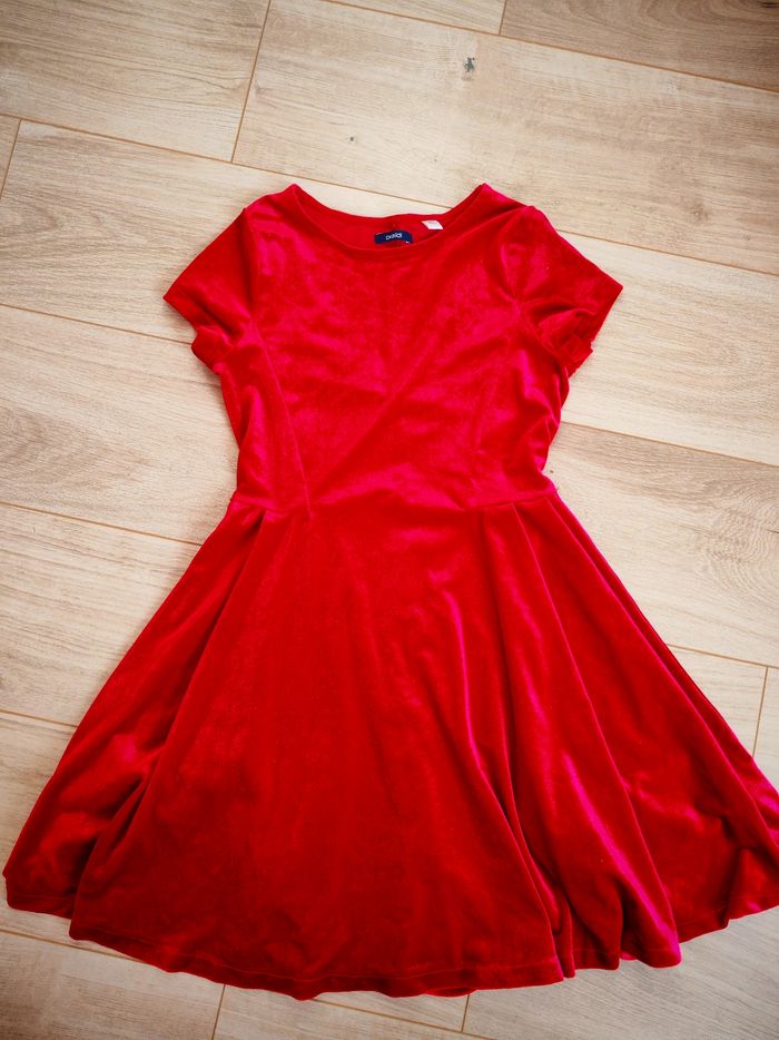 Robe noël rouge velour fille okaidi - photo numéro 2
