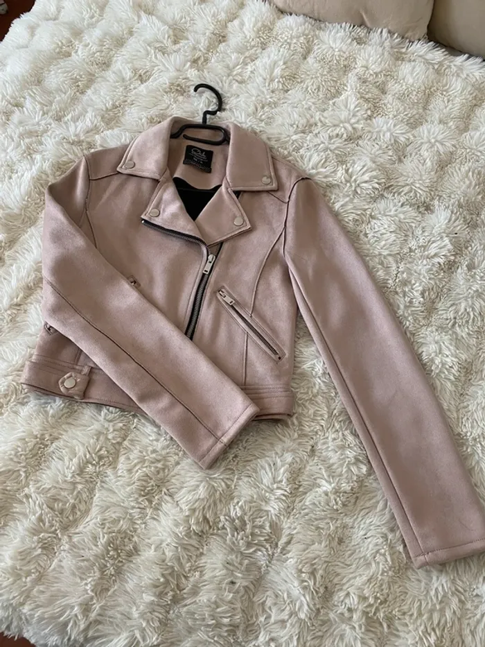 Perfecto rose poudré en daim taille 34 - photo numéro 3