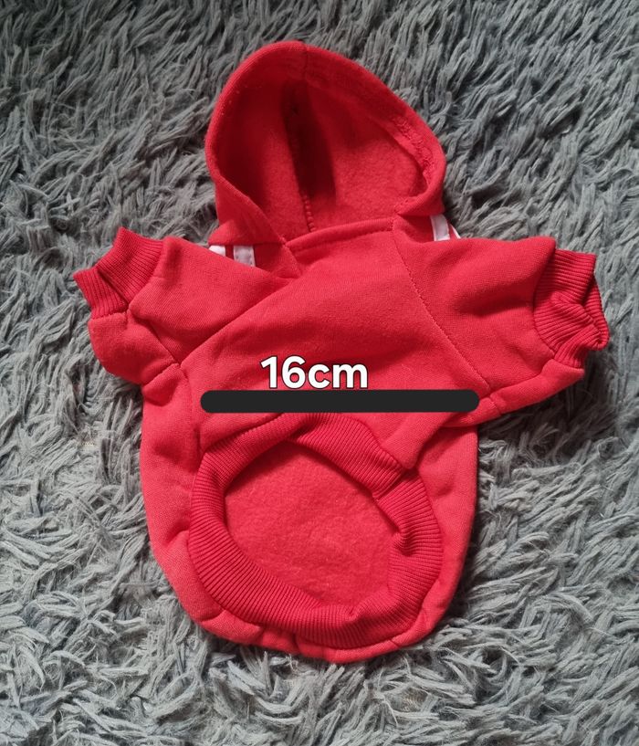 Pull rouge à capuche taille XS chien ou chat - photo numéro 8