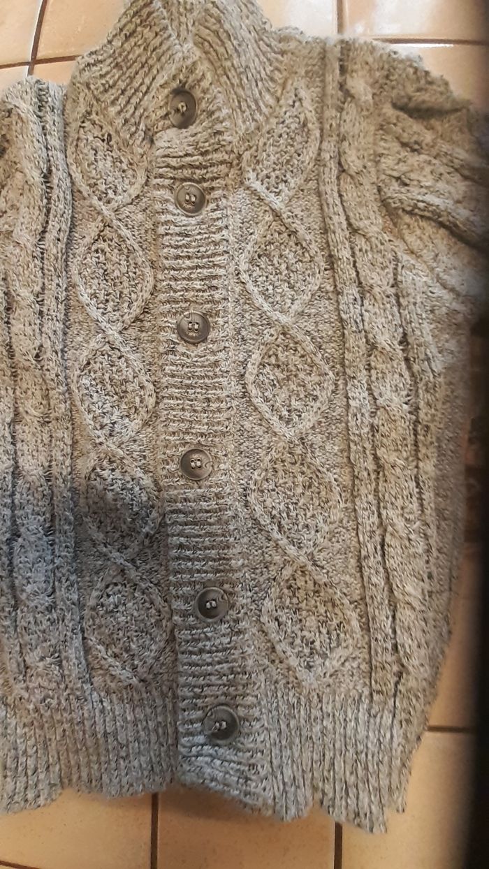 Veste grise chiné clair avec col montant - photo numéro 4