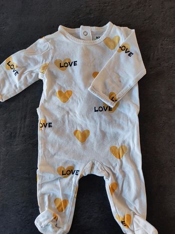 Pyjama fin coeur jaune Kiabi