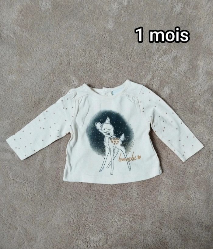 T-shirt manches longues Bambi 1 mois