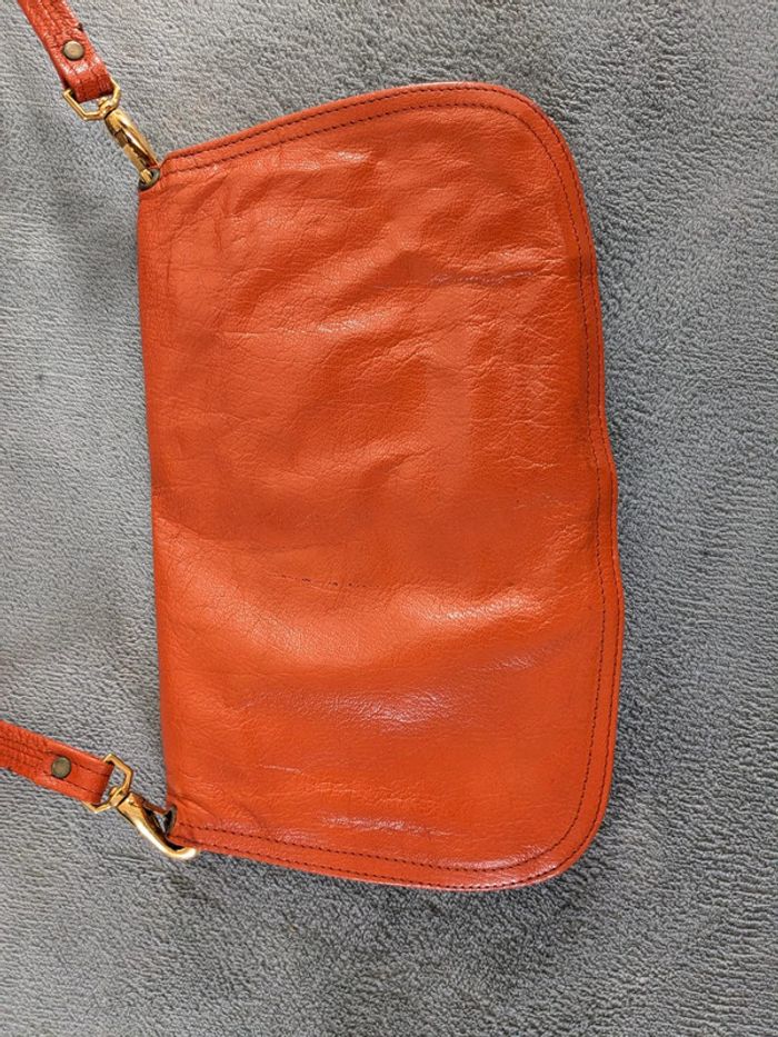 Sac vintage cuir orange boutique paris jamais porté - photo numéro 3