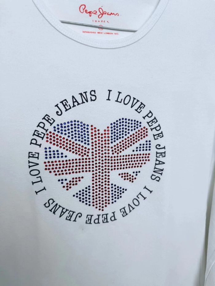 T-shirt Pepe jeans blanc longues manches fille taille 16 ans - photo numéro 2