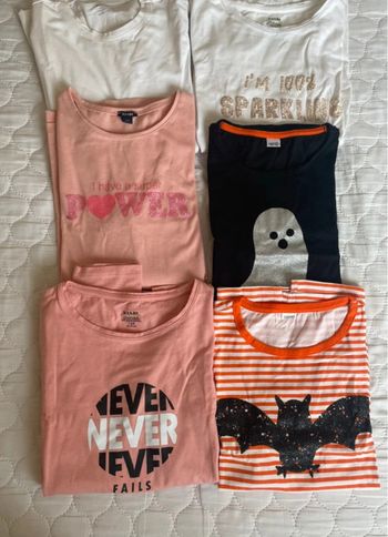 6x T-shirts fille manche longue