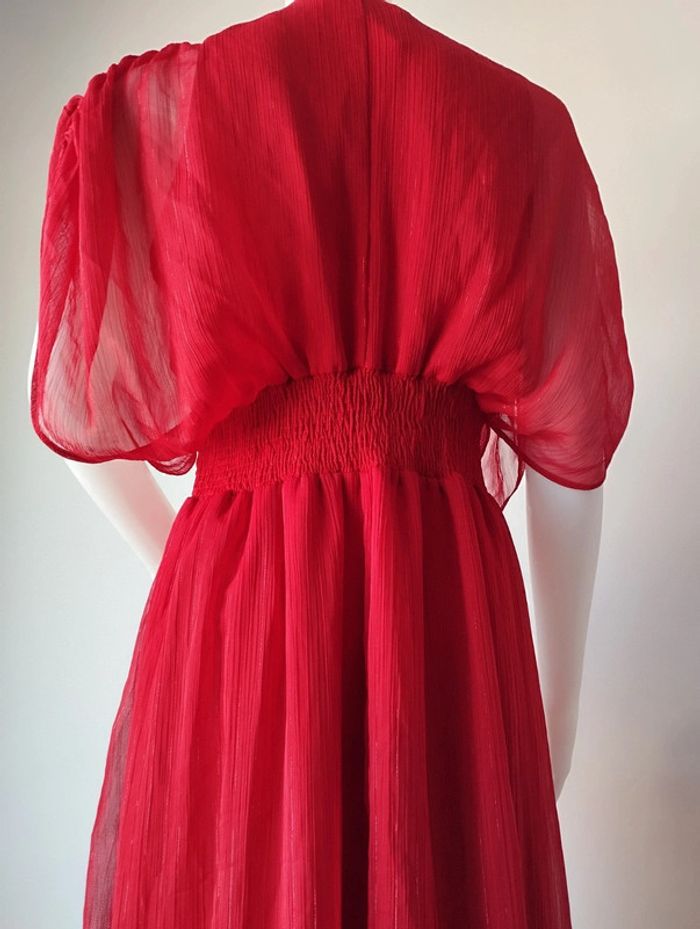 Robe de soirée longue vaporeuse rouge Promod taille 36 - photo numéro 10