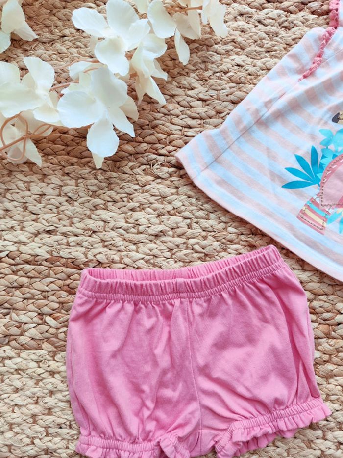 Ensemble été fille short et tee-shirt toucan 6 mois - photo numéro 2