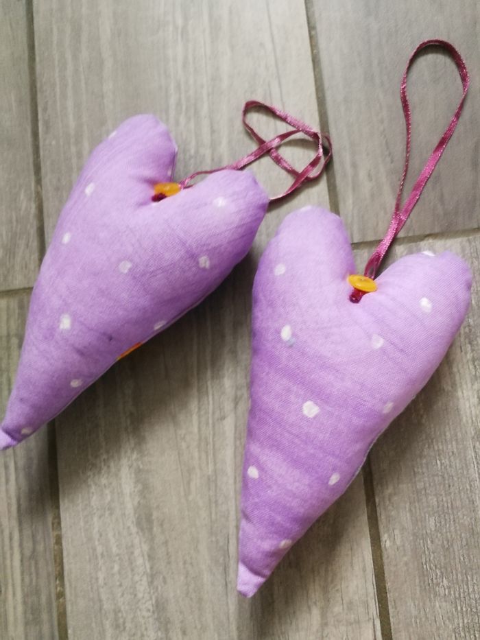 Lot de 2 cœurs violets décoration style Tilda - photo numéro 4