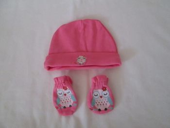 Bonnet naissance + moufles anti-griffures