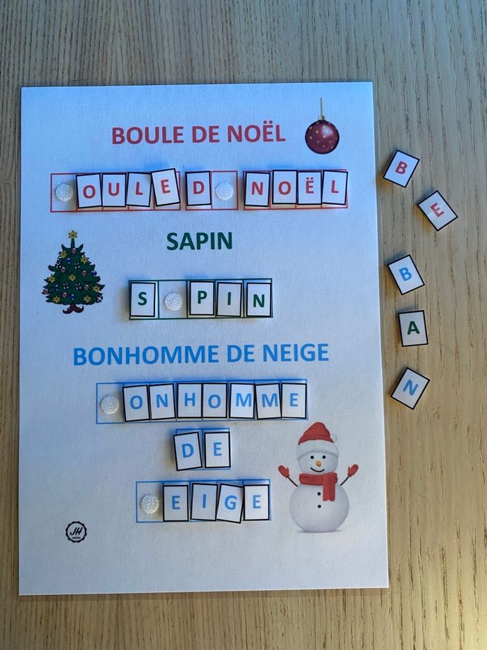 Fiche Montessori : Spécial Noël : Écrire des mots - photo numéro 2