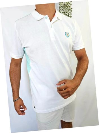 Polo Kenzo bicolore blanc et vert menthe 100% coton taille 3XL