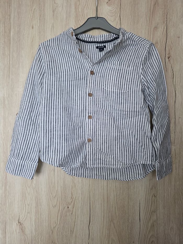 CHEMISE MANCHE LONGUE RAYURES BLANC/GRIS GARÇON 👦 KIABI 8ANS
