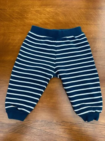 Pantalon molletonné rayé bleu marine et blanc tex 12 mois