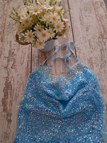 Robe aillettes bleu Style dos nu lacé