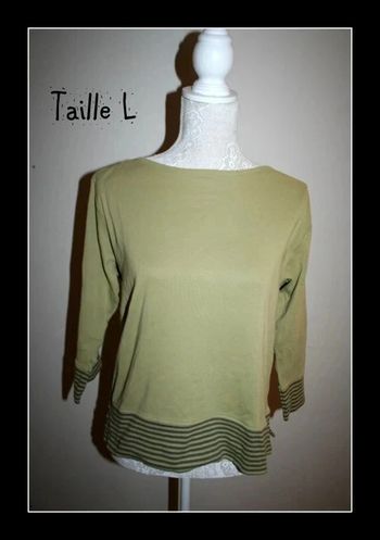 Haut vert taille L manches 3/4