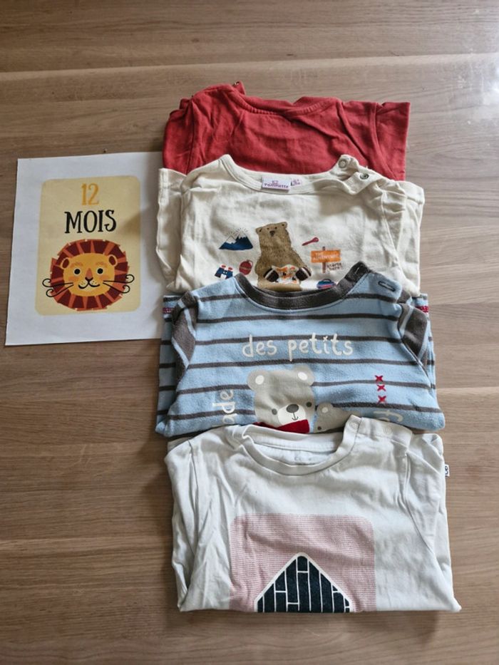 Lot de 4 t-shirts manches longues 1 an