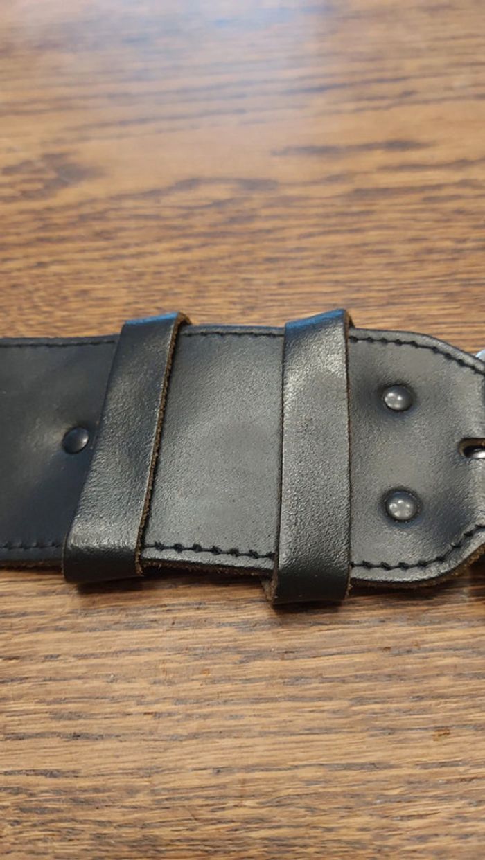 Ceinture en cuir noir réglable de 80cm à 95cm - photo numéro 9