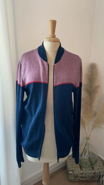 Gilet zippe bleu et bordeaux Jules - taille S