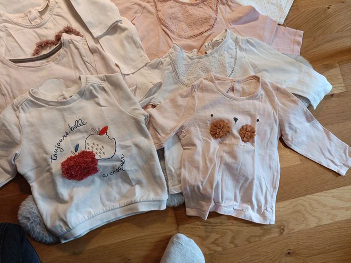 Lot de 8 t shirts manches longues 12 mois fille - photo numéro 2