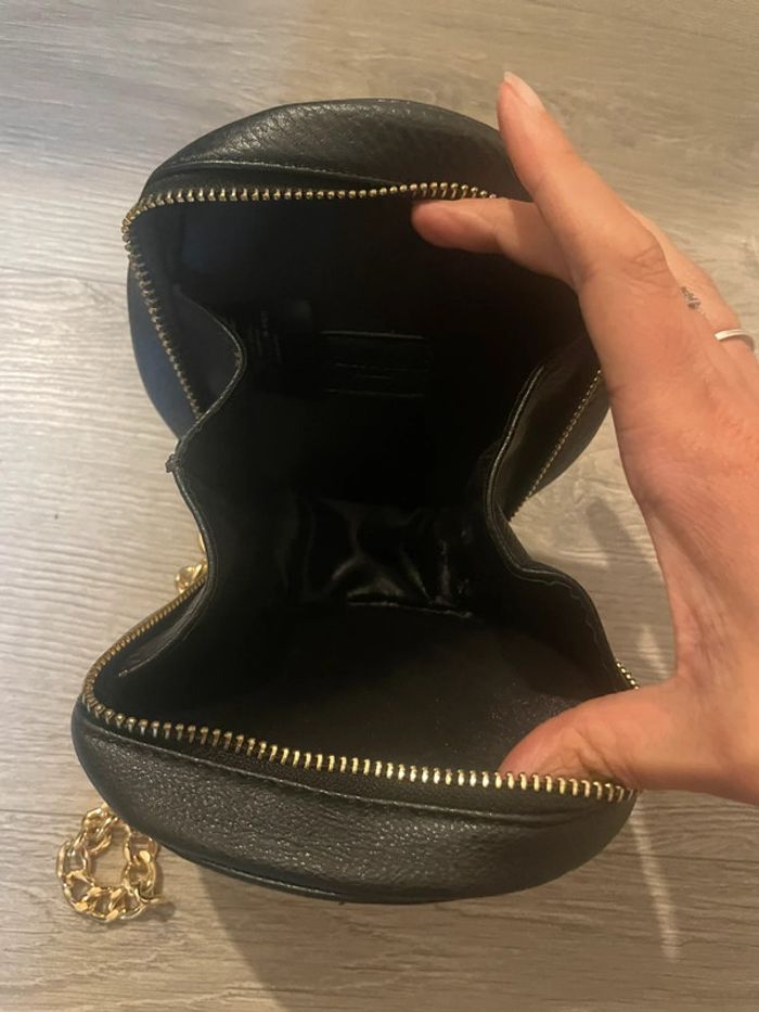 Pochette sac à main rond noir diamètre 14,5cm avec chaîne doré vertigo - photo numéro 4