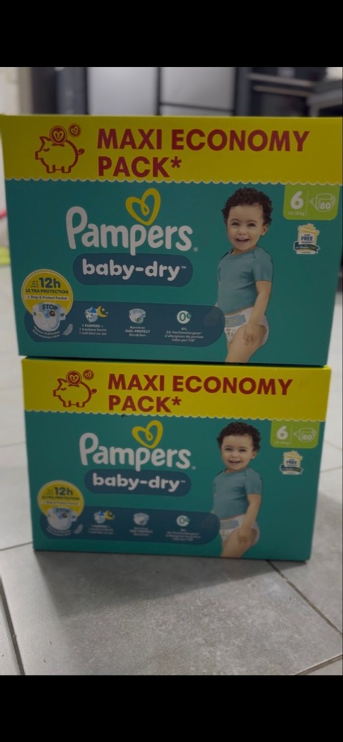 Lot 2 carton de couches, Pampers, taille 6
