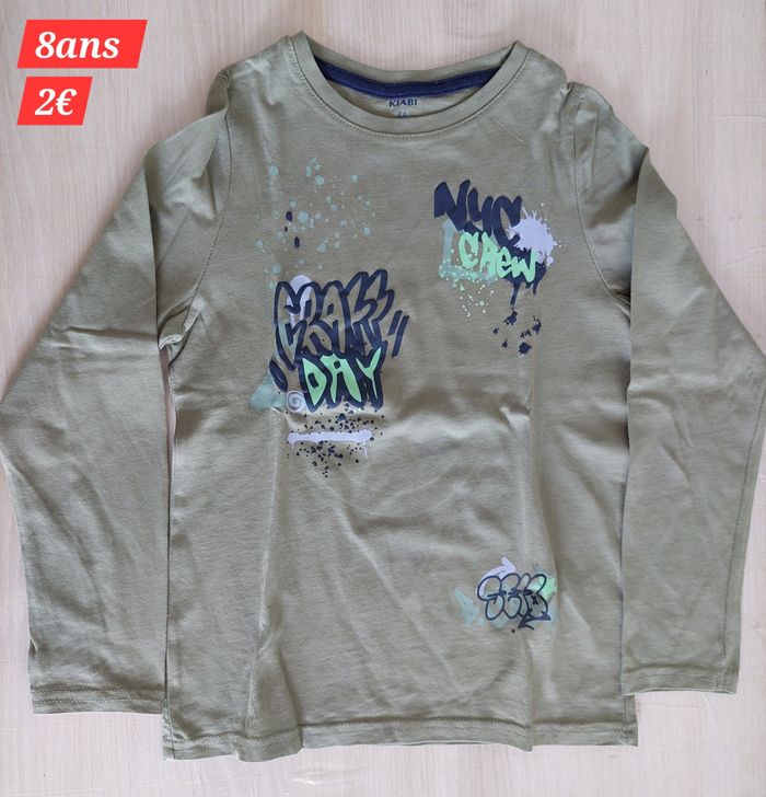 T-shirt kaki garçon 8ans - photo numéro 2