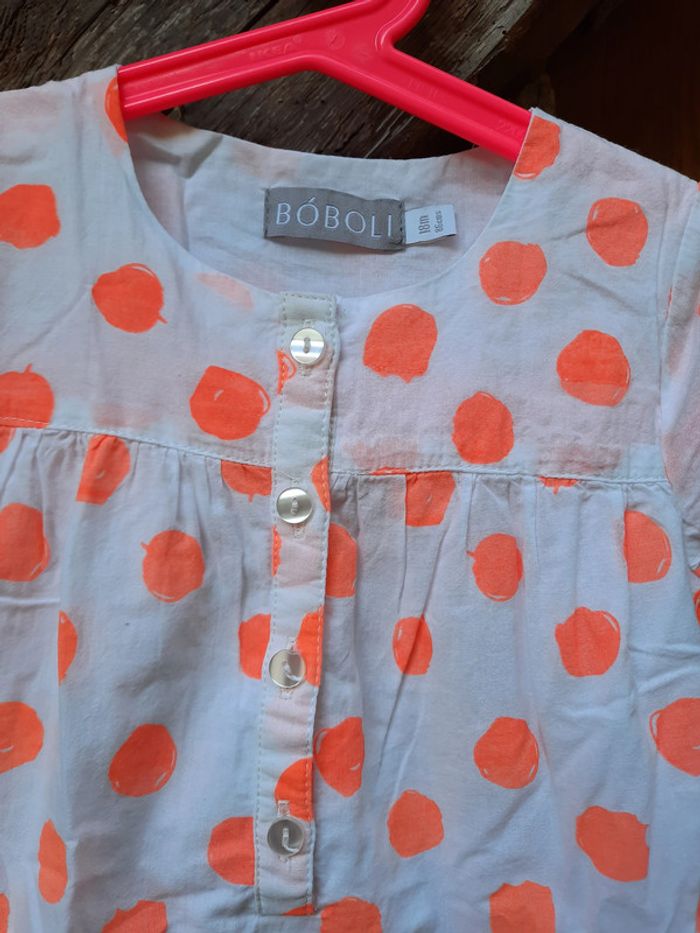 Magnifoque robe d'été Bóboli, 18 mois, blanche à gros poids orange fluo - photo numéro 4