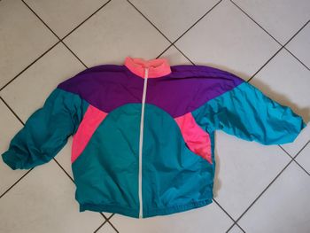 Veste vintage flashi robe bleu et violet made in france