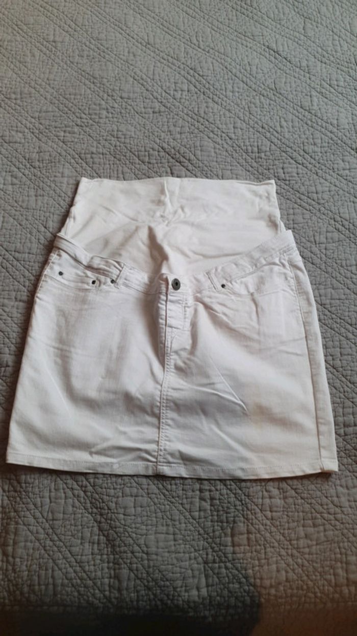 Jupe jean blanc maternité grossesse