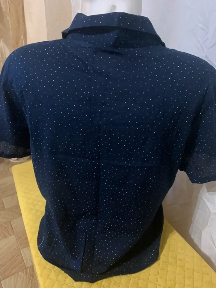 Chemise Gemo manches courtes taille 44 très bon état bleu marine à pois - photo numéro 6