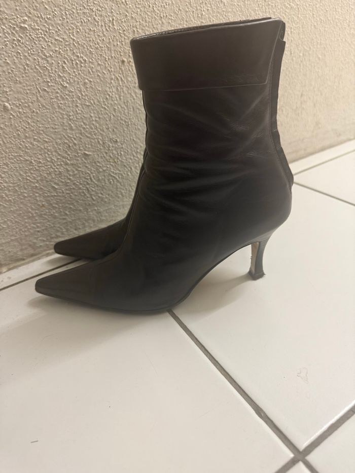 Bottines cuir marron/bordeaux T37 - photo numéro 2