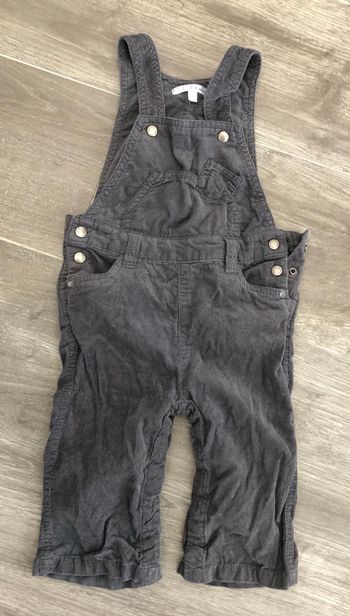 Salopette en velours côtelé gris 74 cm