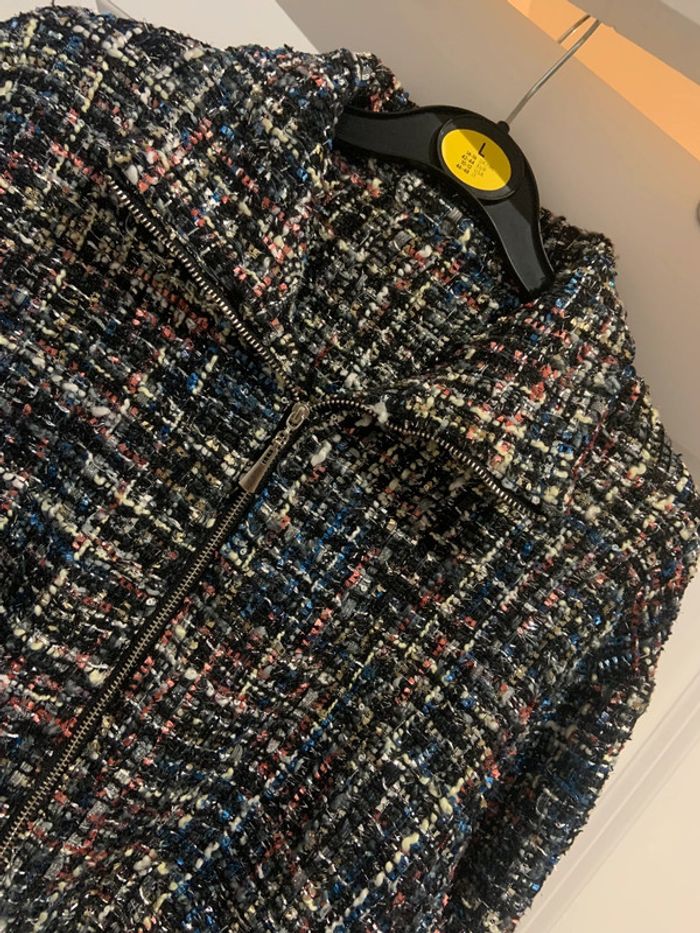 🔝 Veste courte manches longues Shein noire avec liseré argenté et coloré taille M 38 coton polyester - photo numéro 3