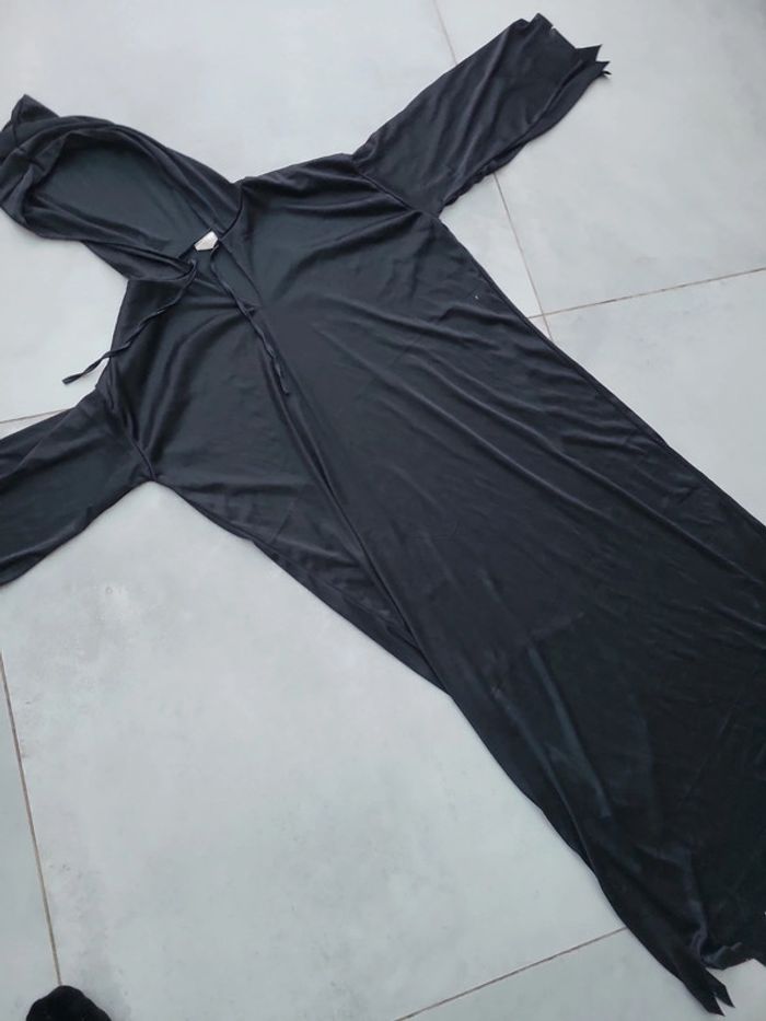 Longue robe déguisement noir cape capuche idéal soiree fête halloween - photo numéro 3