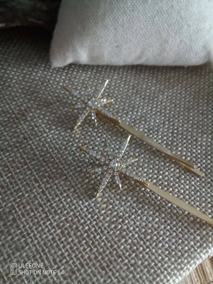 2 barrettes étoiles du Nord dorées