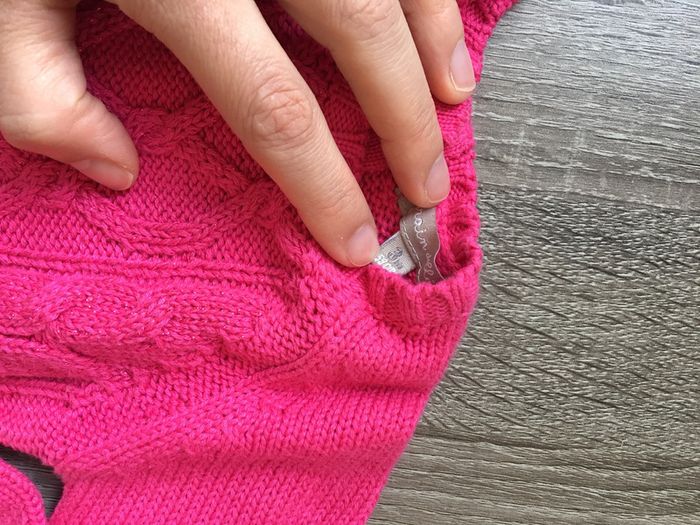 Robe laine rose fushia/ grain de blé/ 3 mois - photo numéro 2