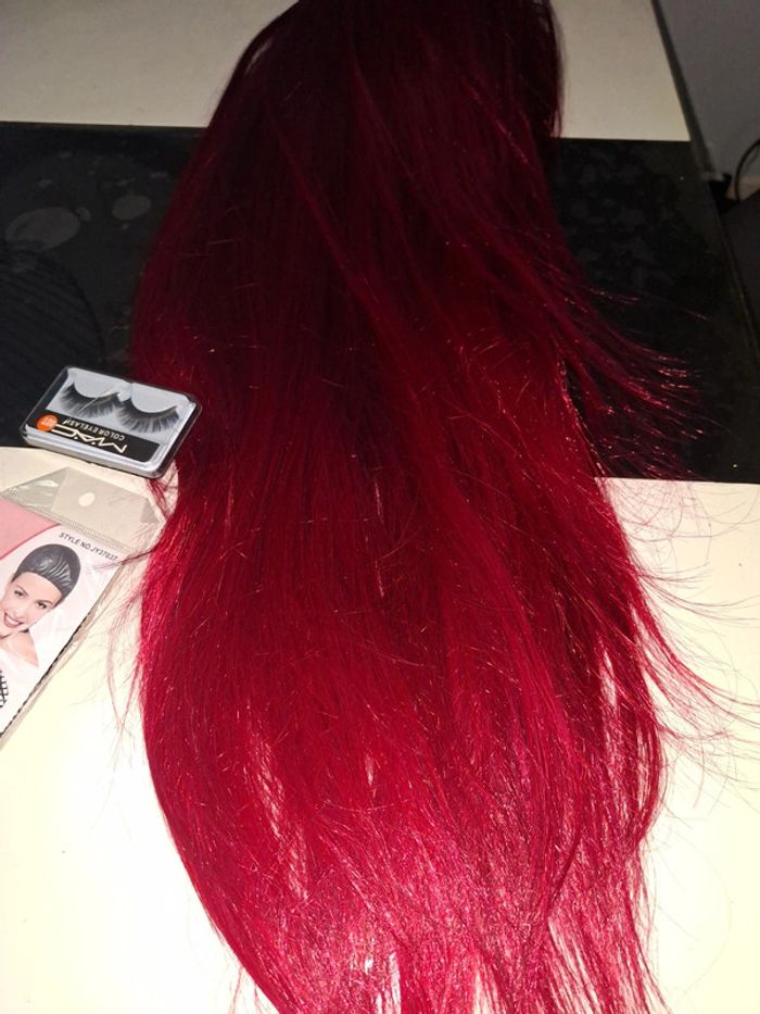 Perruque couleur vin rouge 73cm - photo numéro 2