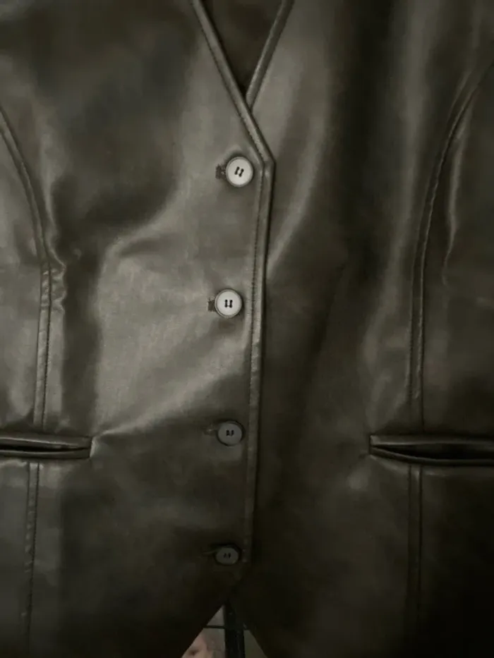 superbe veste sans manche simili cuir marron neuve 50 - photo numéro 3