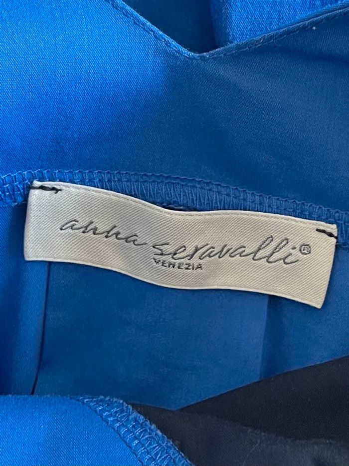 Robe sans manches Anna Seravalli – coupe trapèze graphique noir & bleu royal - photo numéro 4